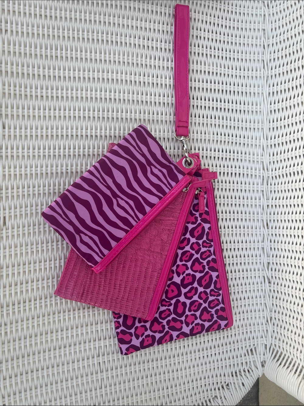 Avon Hot Pink Animal Print Wristlet Set